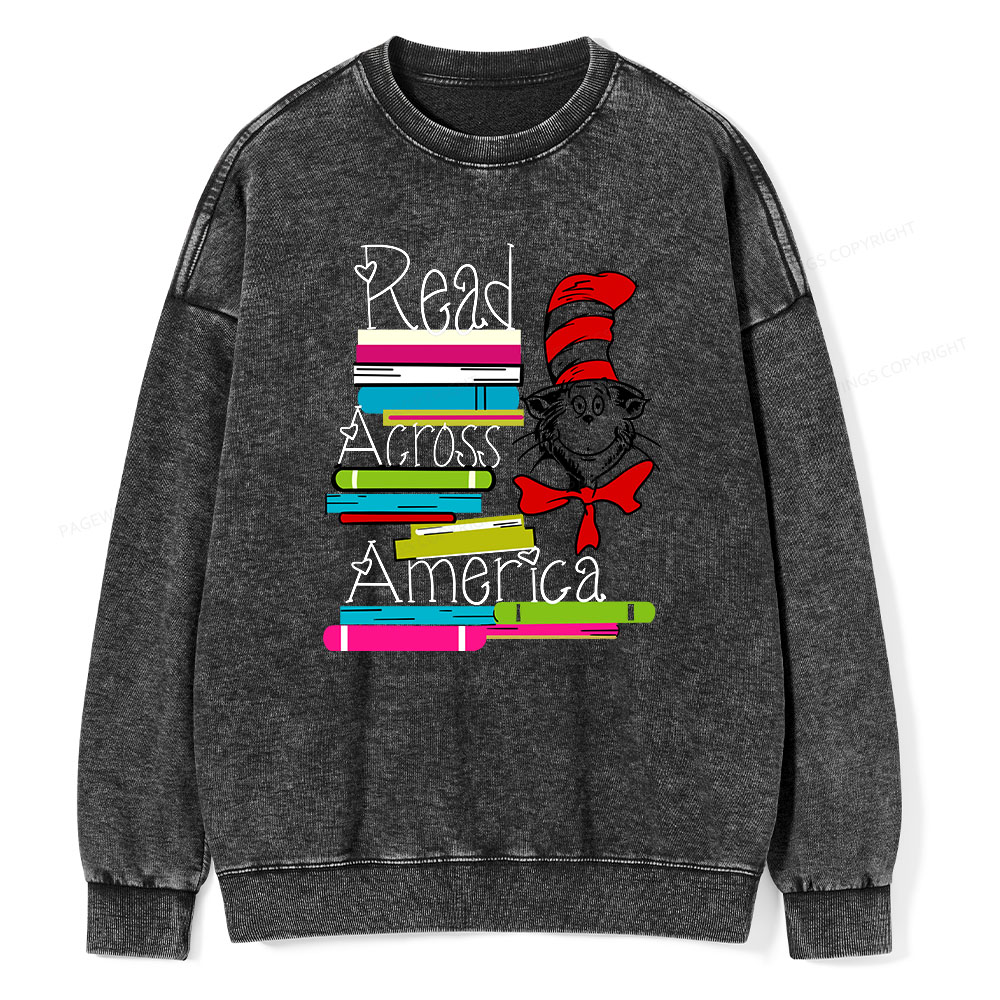 Pagewings Read Across America DTF Transfer, Reading Friends Dr. Seuss Unisex Washed Sweatshirt