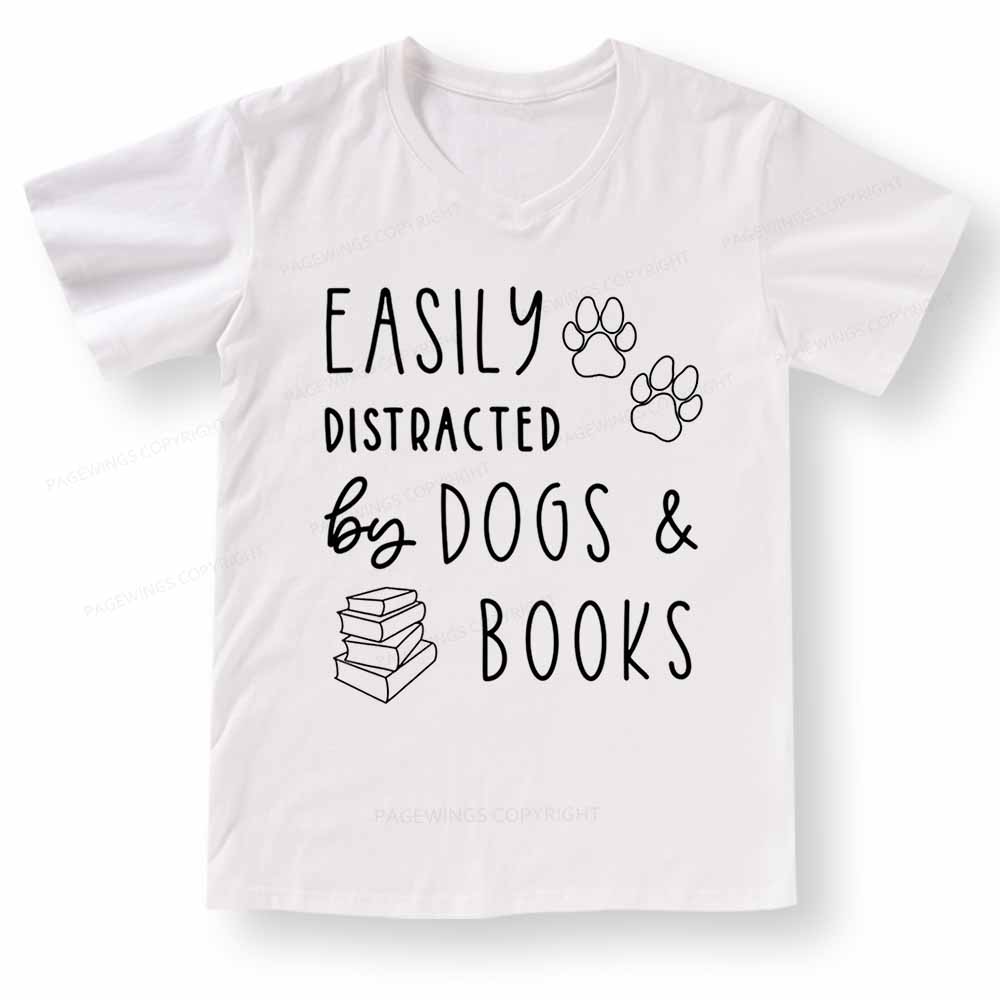 Pagewings Dogs And Books V-neck T-shirt