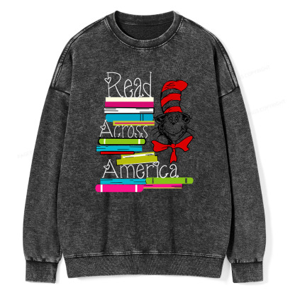 Pagewings Read Across America DTF Transfer, Reading Friends Dr. Seuss Unisex Washed Sweatshirt
