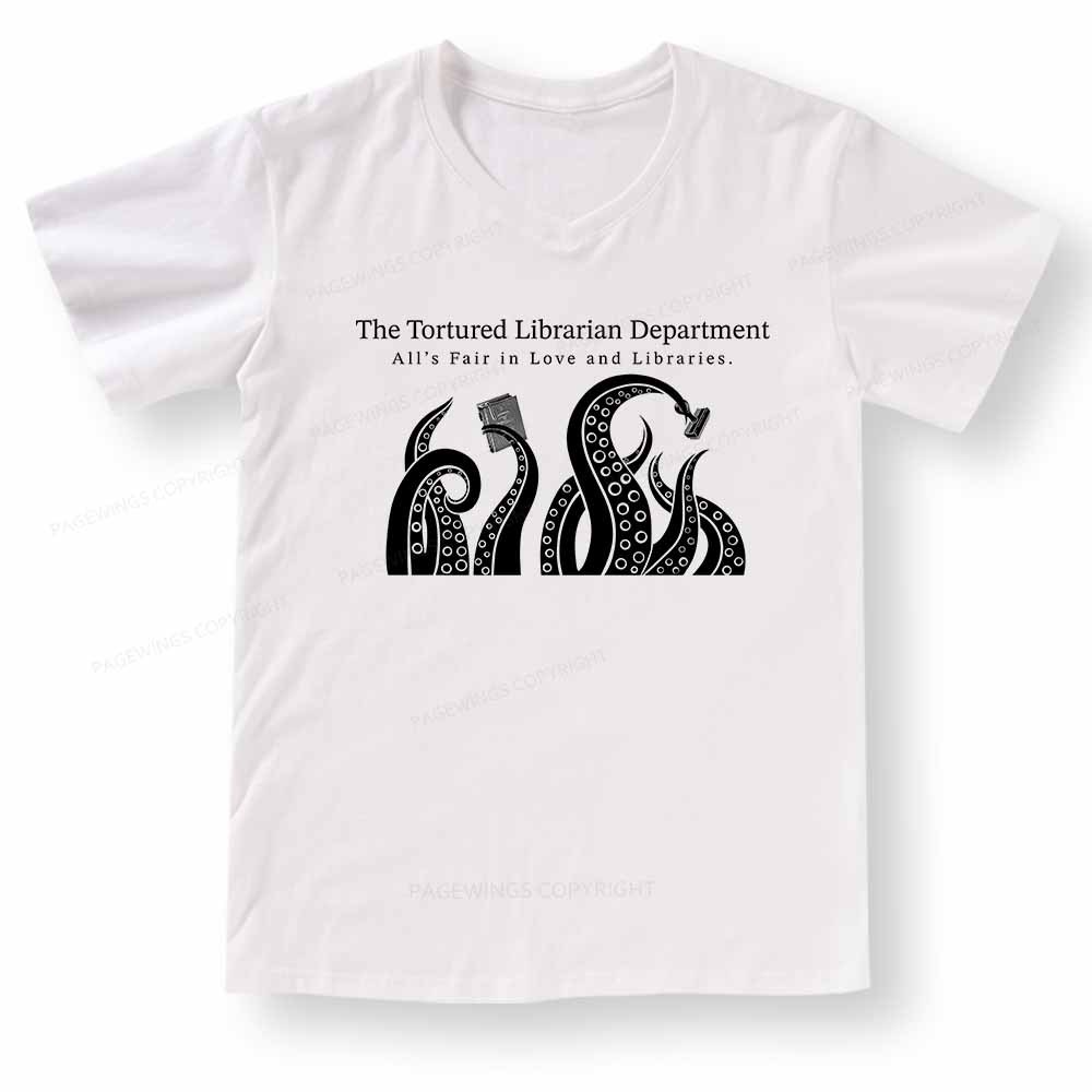 Pagewings The Tortured Librarian Department V-neck T-shirt