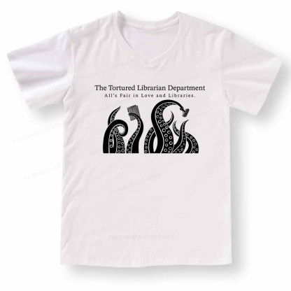 Pagewings The Tortured Librarian Department V-neck T-shirt 