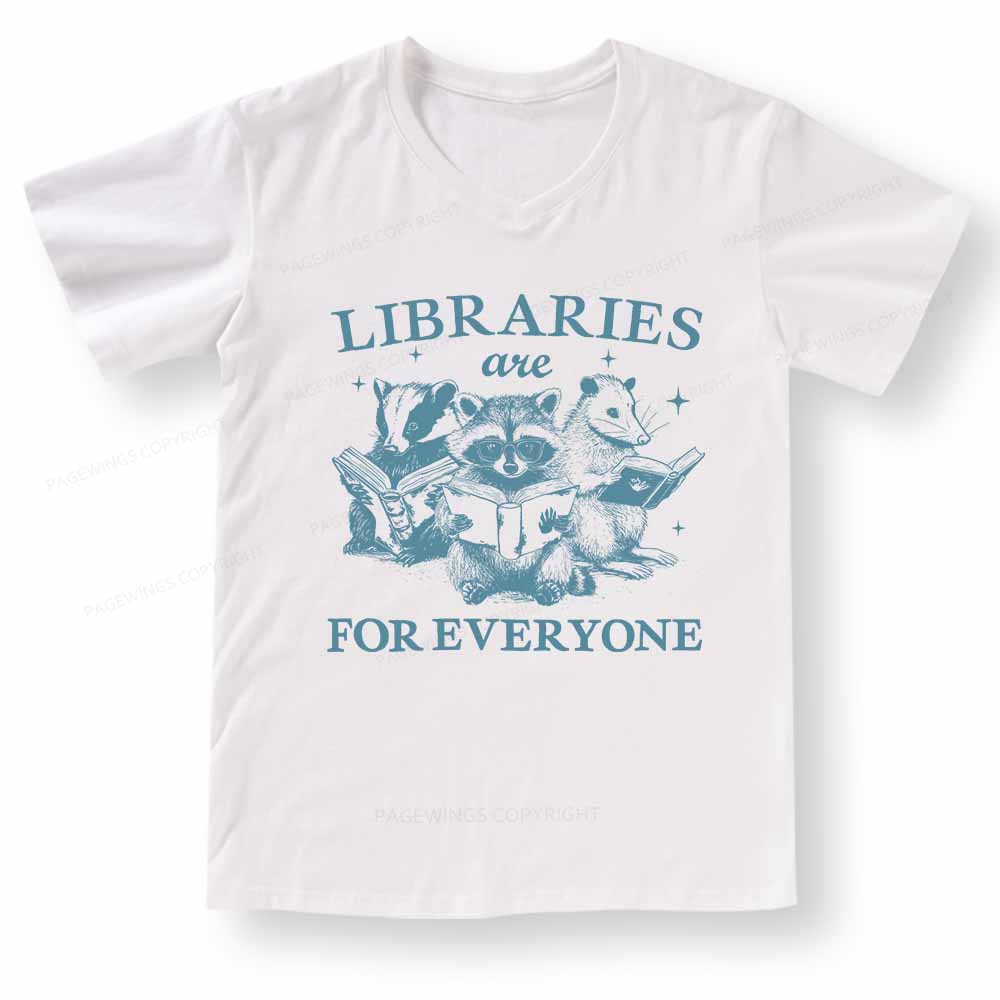 Pagewings Libraries Are For Everyone V-neck T-shirt