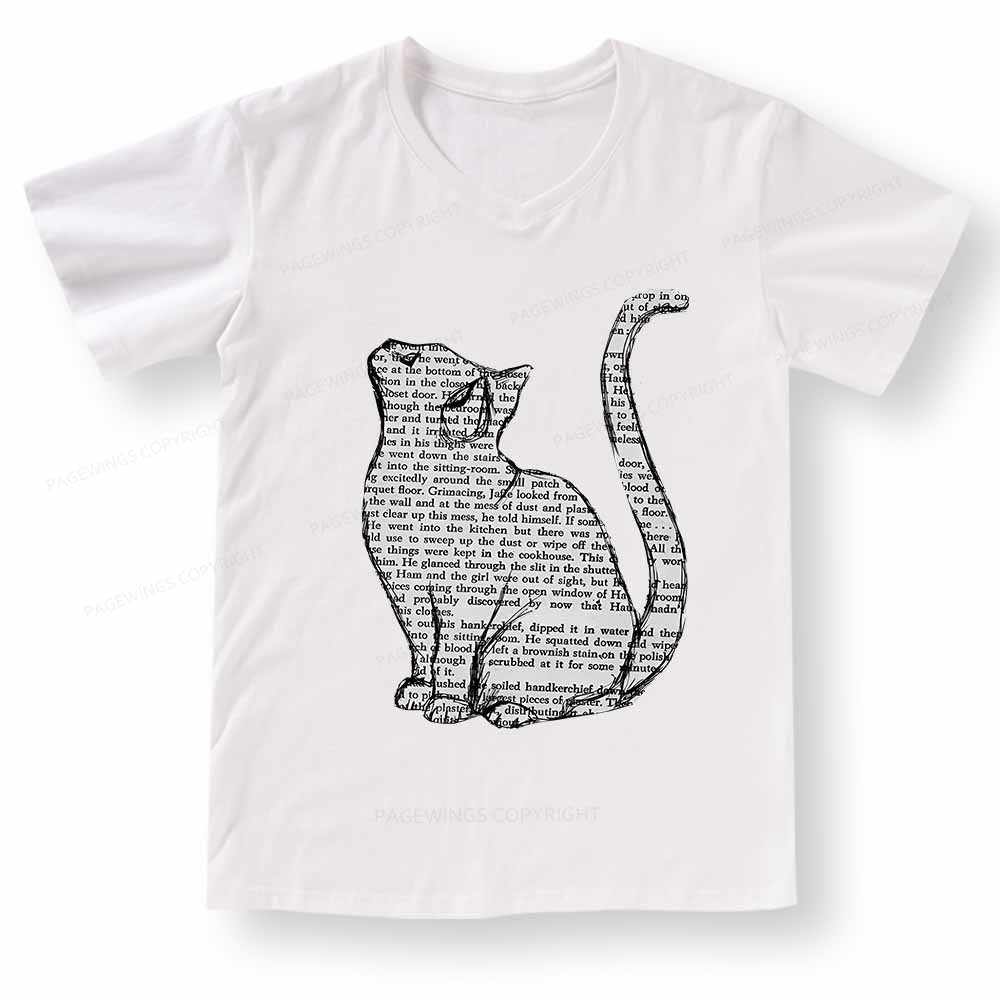 Pagewings Lots Of Books And Cute Cats V-neck T-shirt