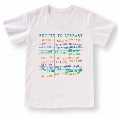 Pagewings Vintage Library Rainbow V-neck T-shirt