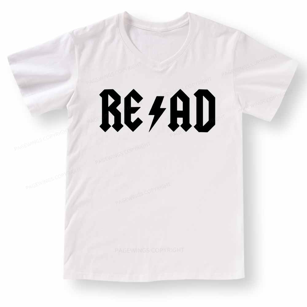 Pagewings Read Back In The Library "rock And Roll" V-neck T-shirt