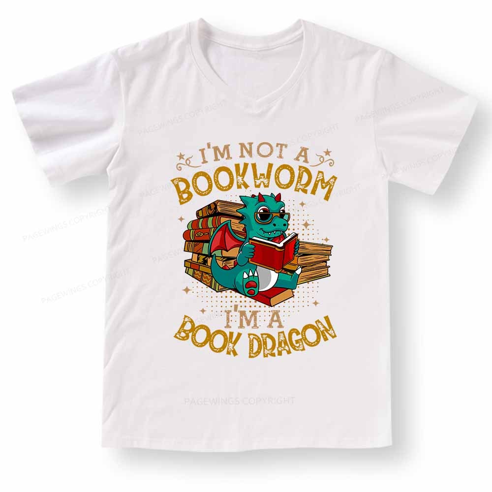 Pagewings Book Dragon V-neck T-shirt