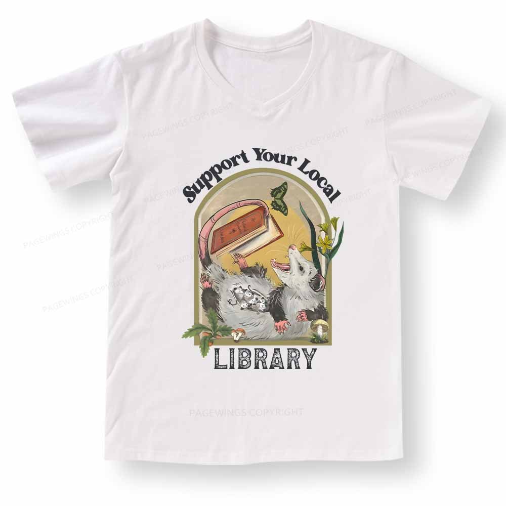 Pagewings Library Readers Make Leaders Jersey Short Sleeve Tee V-neck T-shirt