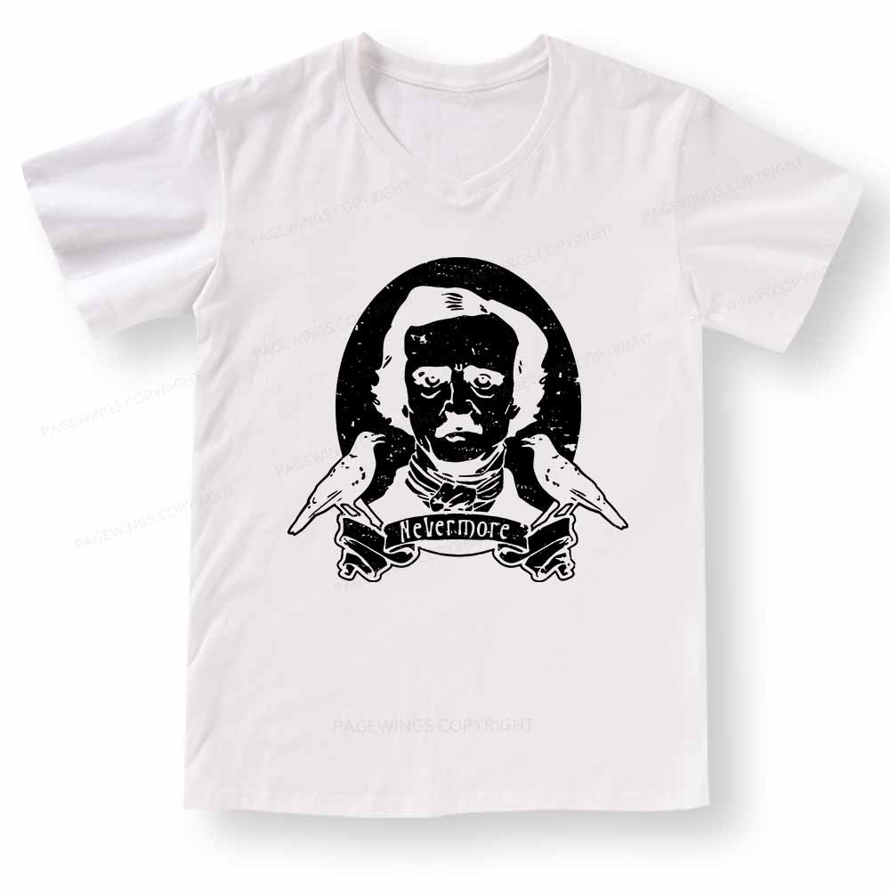 Pagewings Literary Vintage Stephen Allen King HP Lovecraft Book V-neck T-shirt