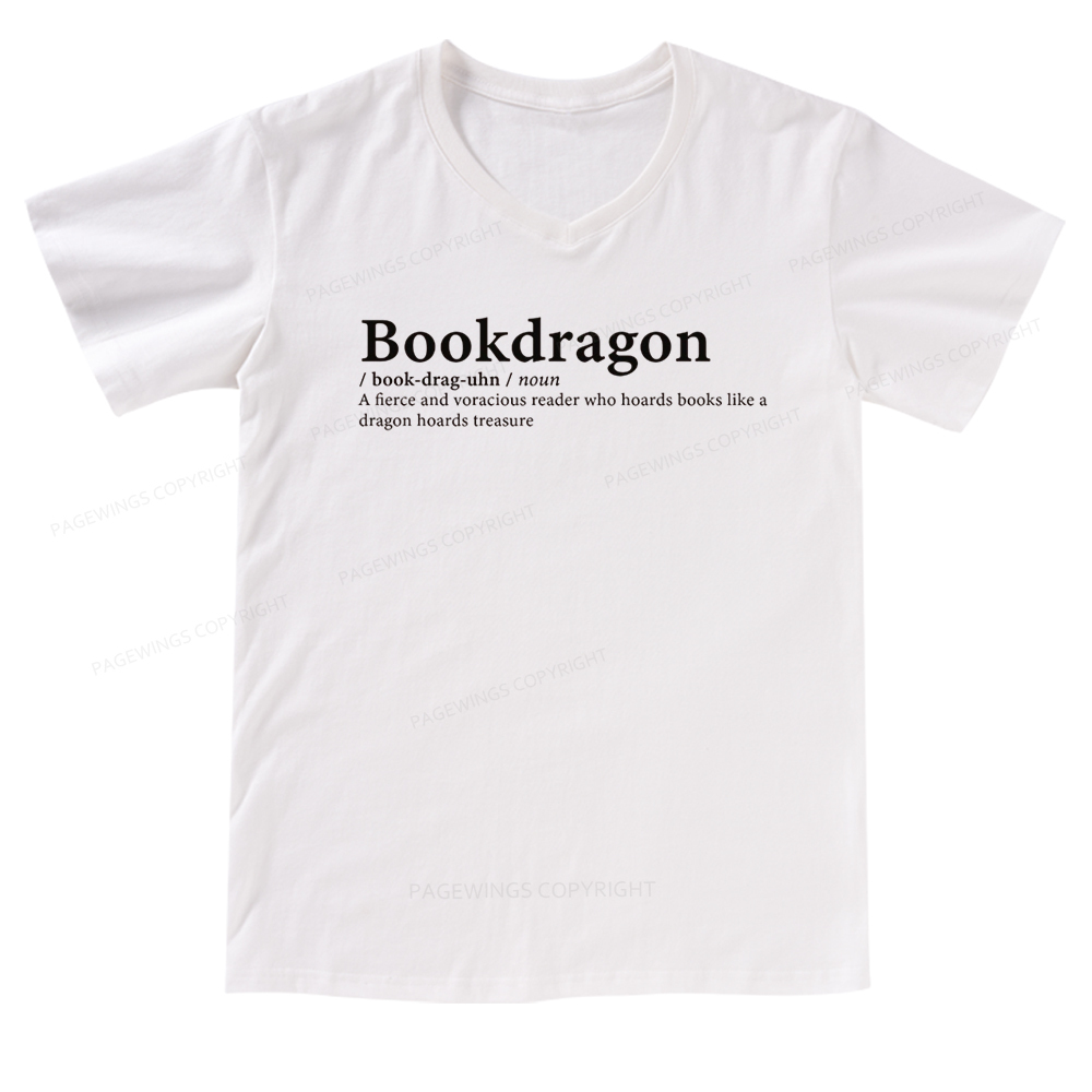 Pagewings Bookdragon: Journey Through Words book lover V-neck T-shirt