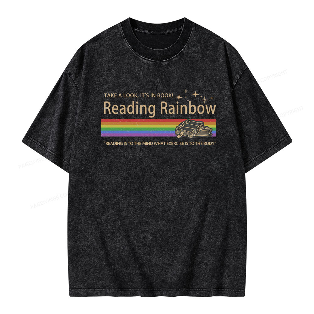 Pagewings Reading Rainbow Unisex Washed T-shirt