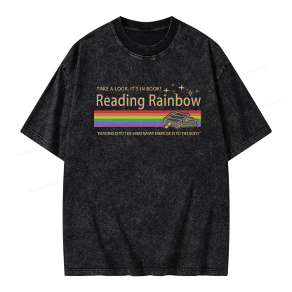 Pagewings Reading Rainbow Unisex Washed T-shirt