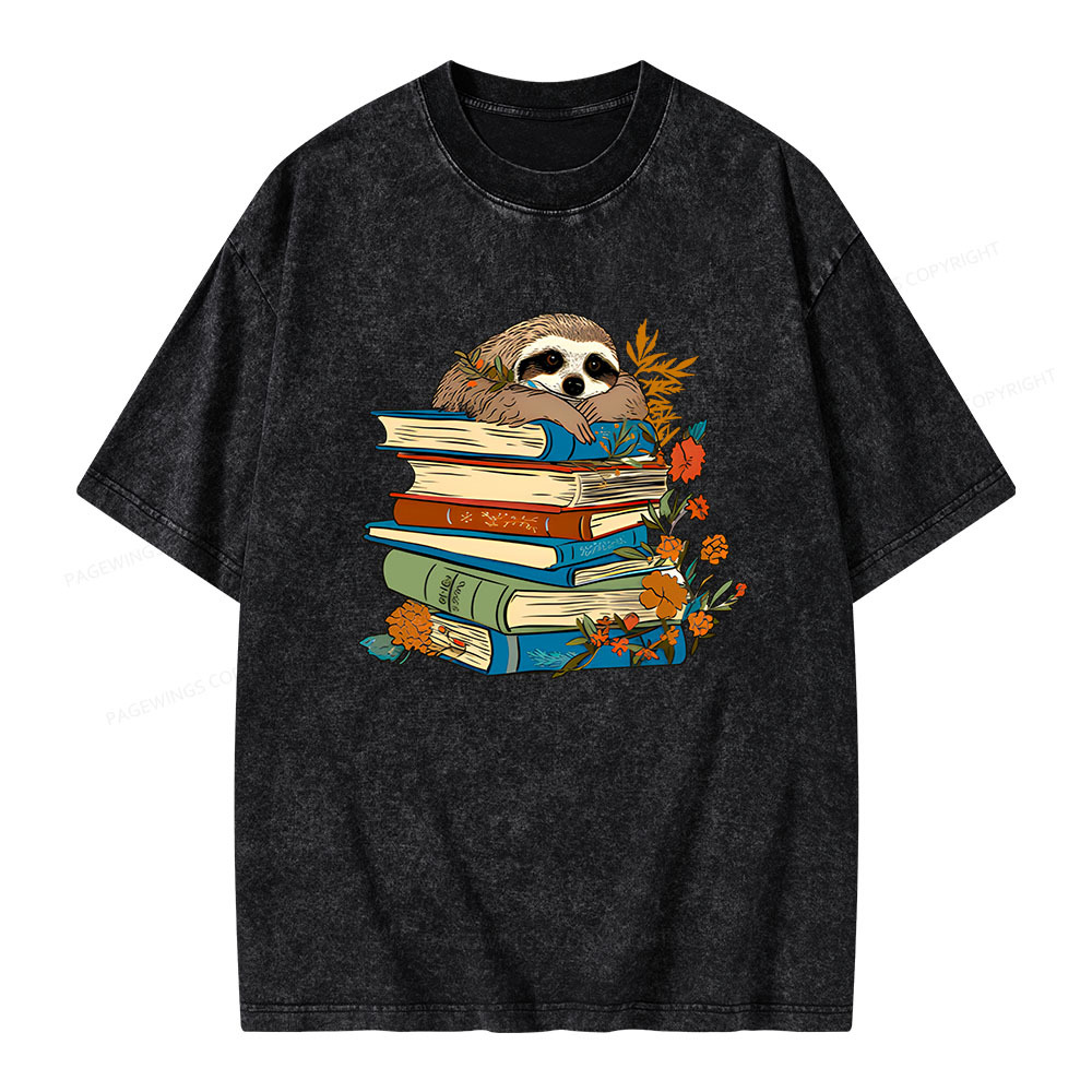 Pagewings Sloth And Stories Unisex Washed T-shirt