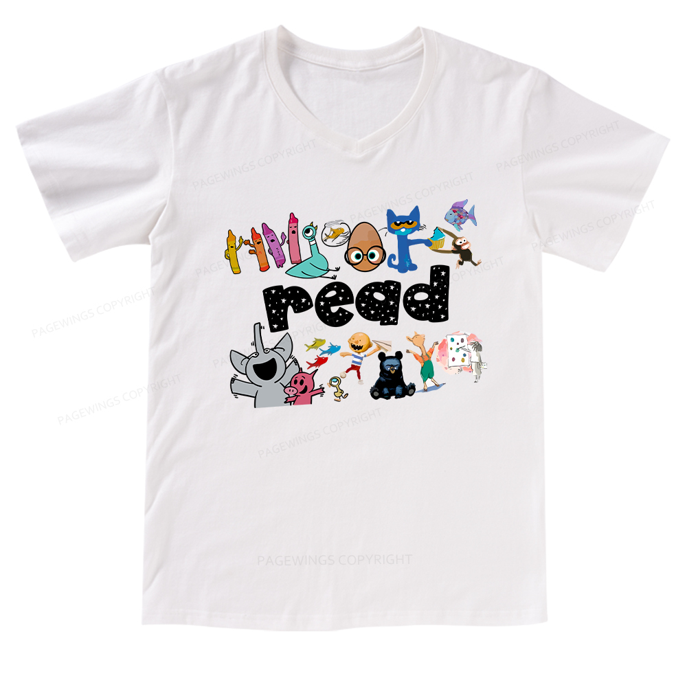 Pagewings Reading Bookish V-neck T-shirt