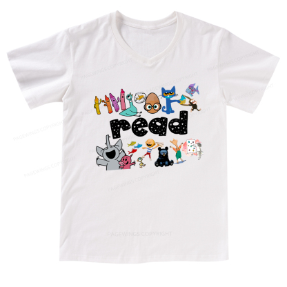 Pagewings Reading Bookish V-neck T-shirt