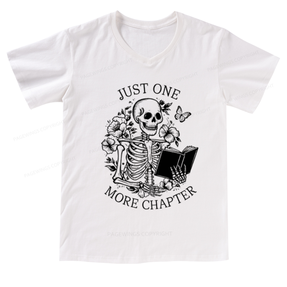 Pagewings One More Chapter Skeleton V-neck T-shirt