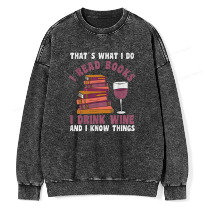 Pagewings Book Fun Wines Book Reading T-Shirts Unisex Washed Sweatshirt