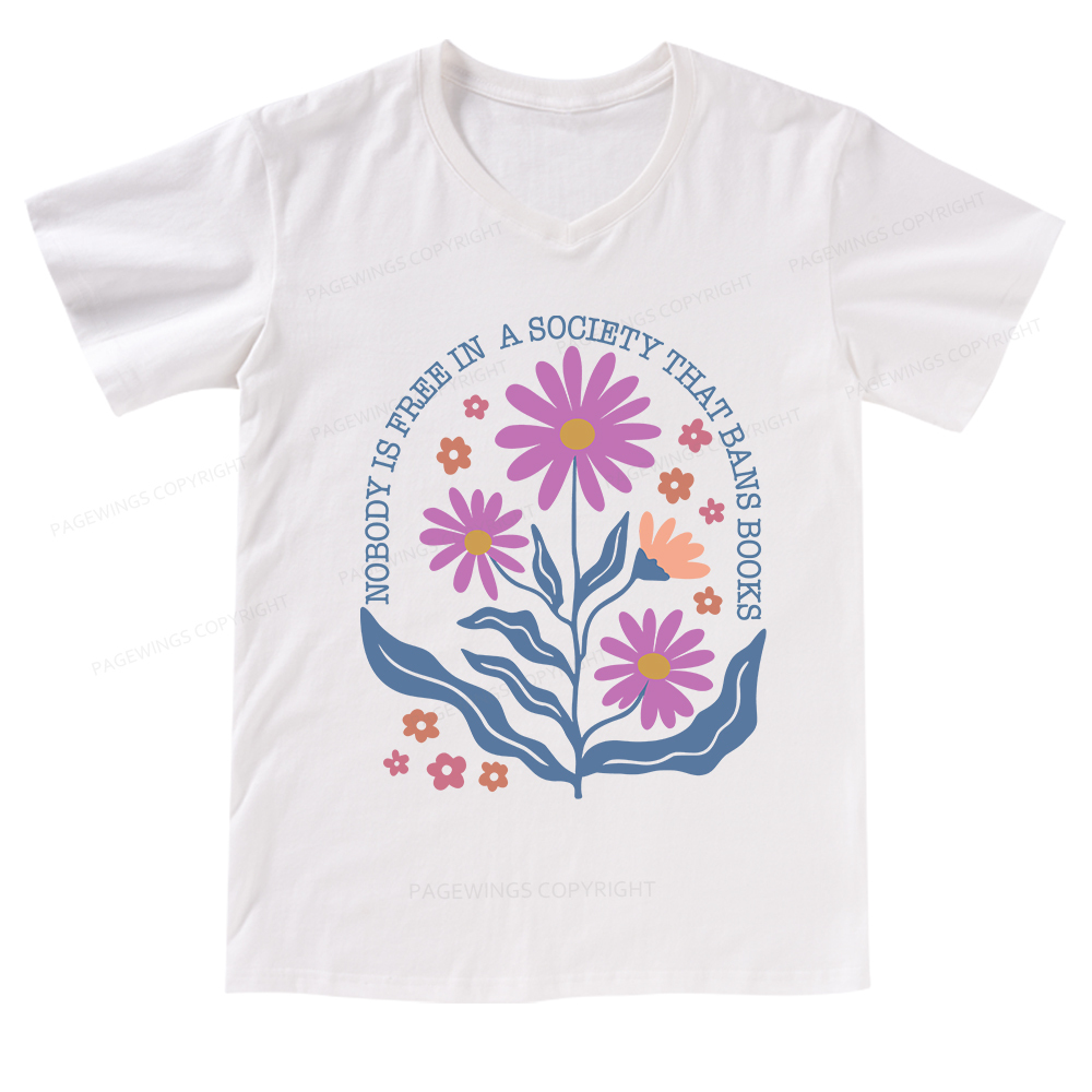 Pagewings Read Banned Books Shirt Social Justice Gift V-neck T-shirt