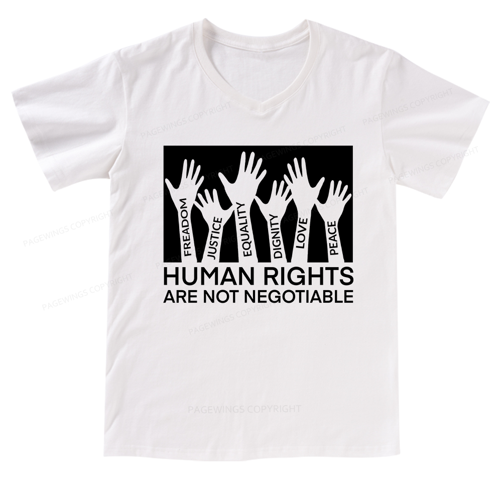 Pagewings Human Rights Are Not Negotiable V-neck T-shirt