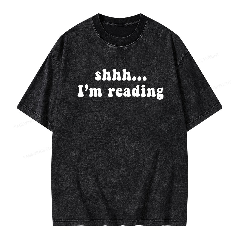 Pagewings Shhh I'm Reading Unisex Washed T-shirt