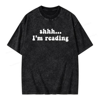 Pagewings Shhh I'm Reading Unisex Washed T-shirt