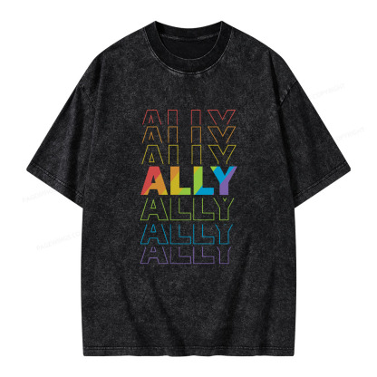 Pagewings LGBTQ Ally Unisex Washed T-shirt