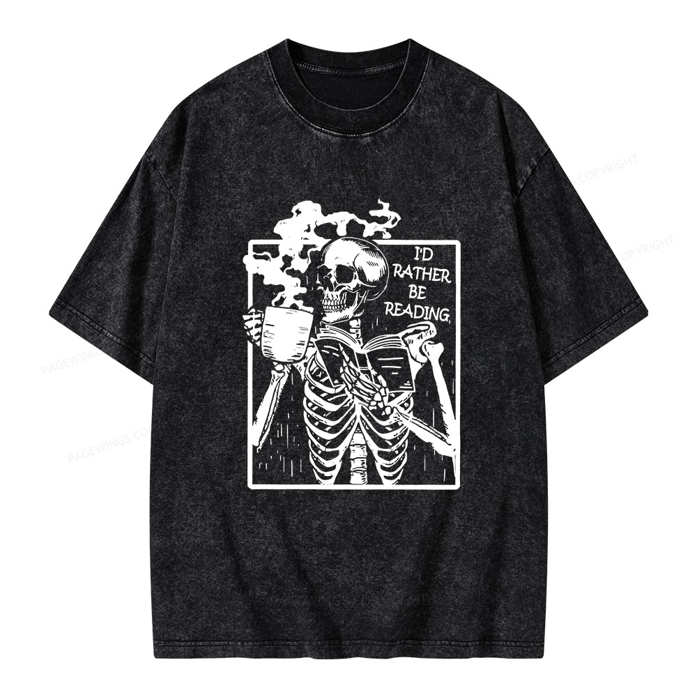 Pagewings I’d Rather Be Reading Unisex Washed T-shirt