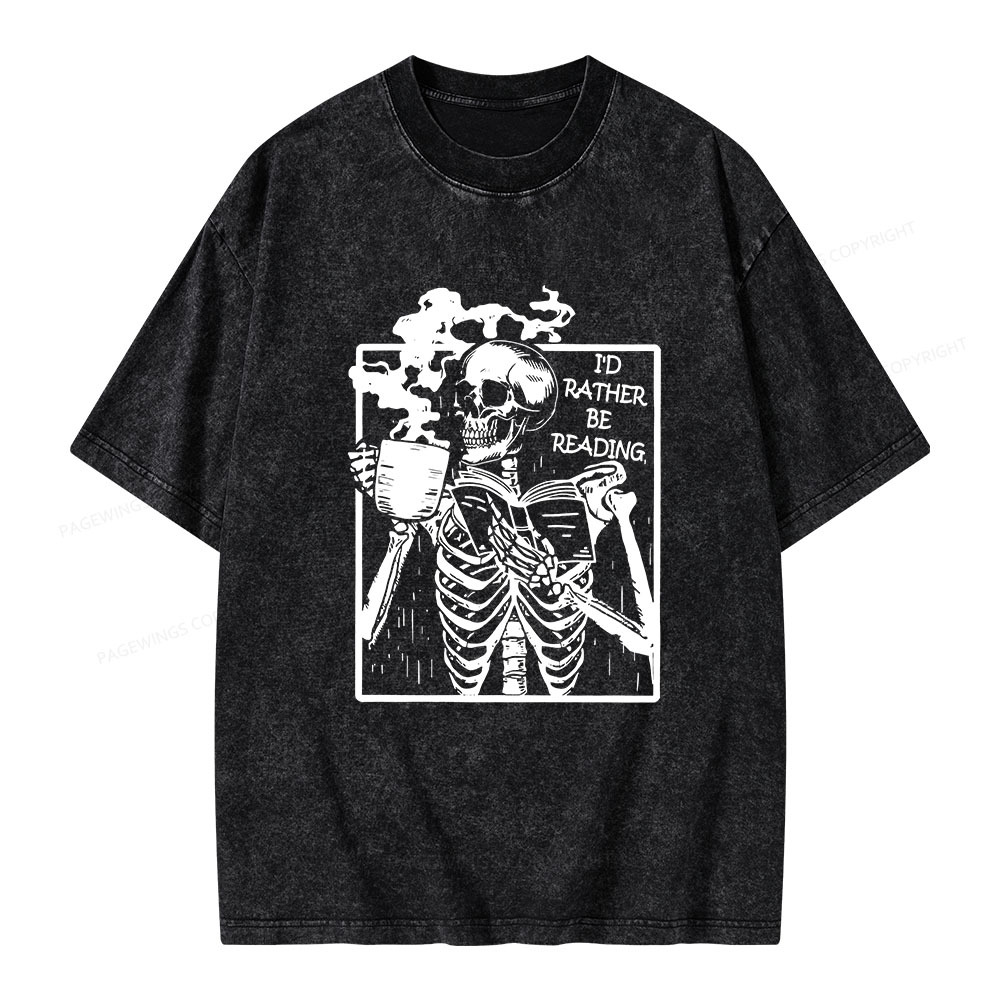Pagewings I’d Rather Be Reading Unisex Washed T-shirt