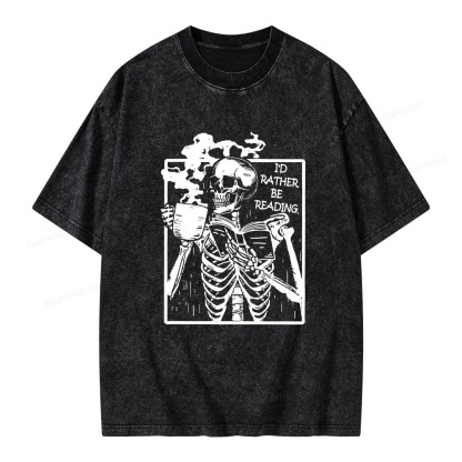 Pagewings I’d Rather Be Reading Unisex Washed T-shirt