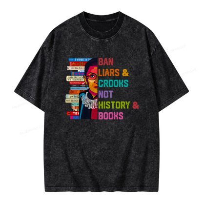 Pagewings Ban Liars and Crooks Not History and Books Unisex Washed T-shirt