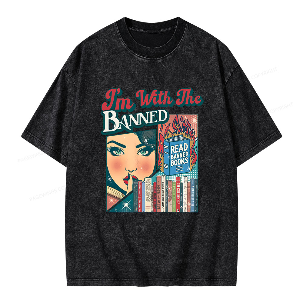 Pagewings I’m With the Banned Unisex Washed T-shirt