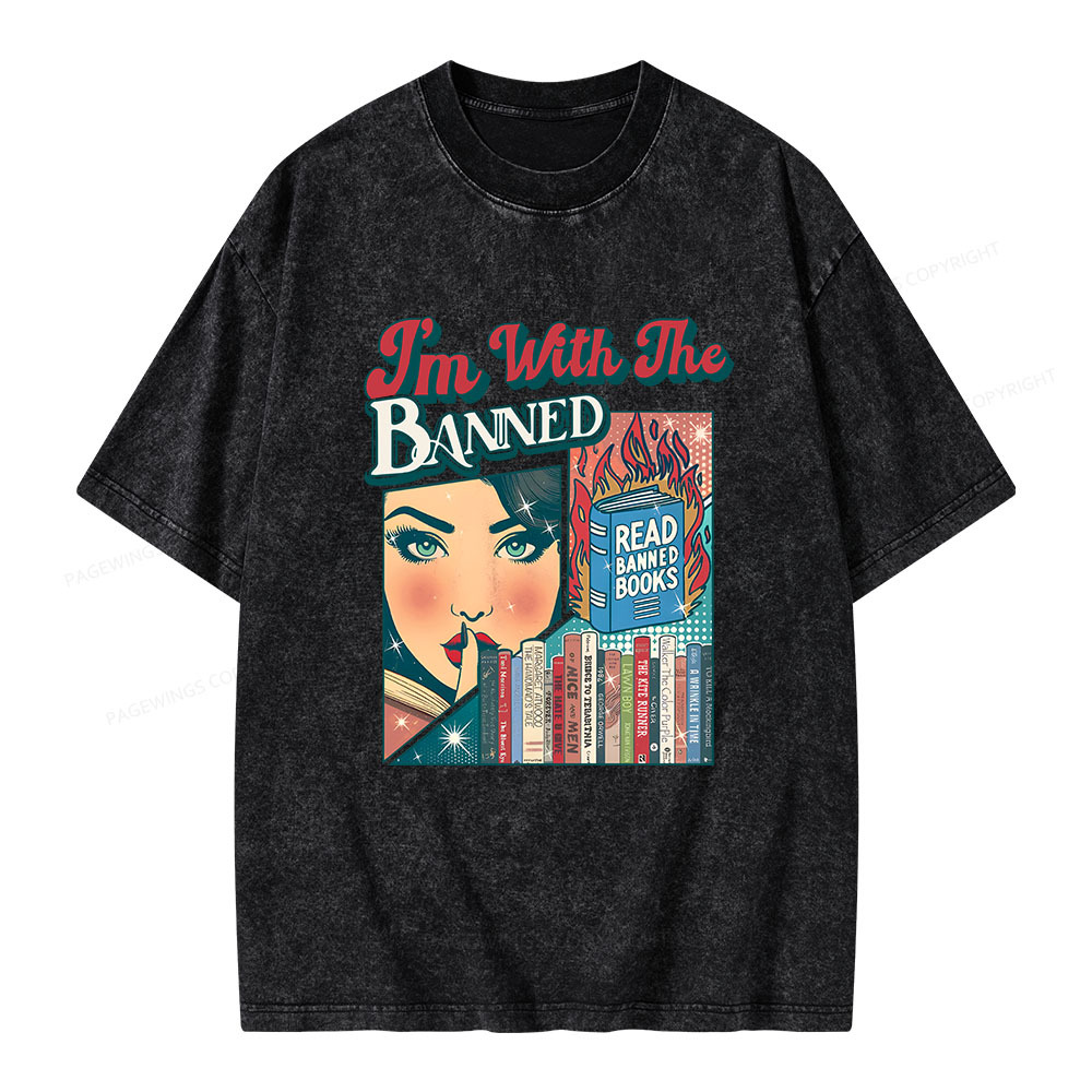 Pagewings I’m With the Banned Unisex Washed T-shirt