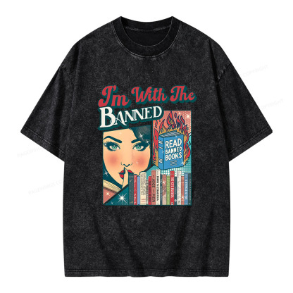 Pagewings I’m With the Banned Unisex Washed T-shirt