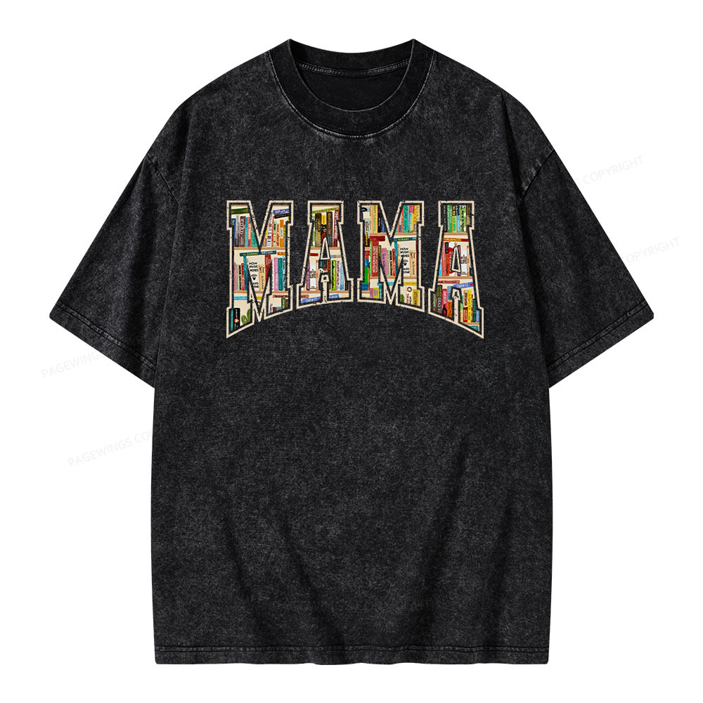 Pagewings About MAMA's Bookshelf Unisex Washed T-shirt