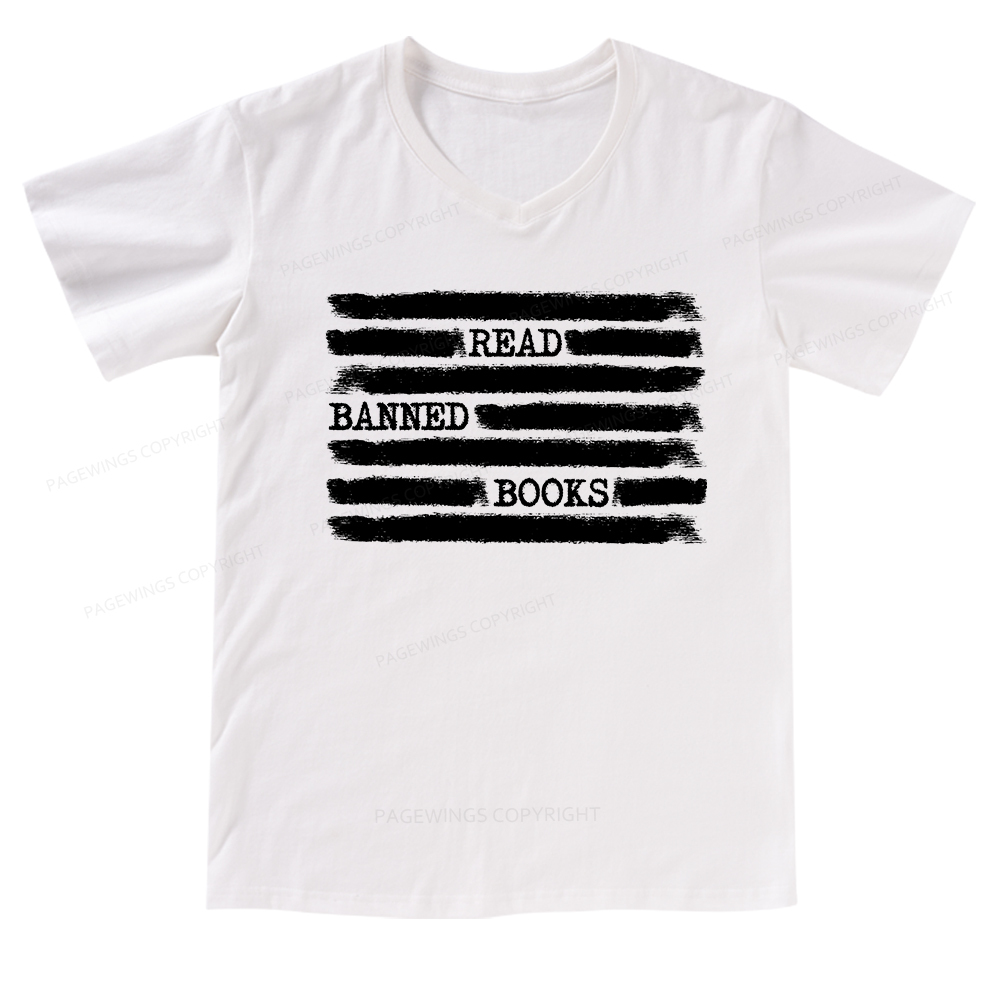 Pagewings Read Banned Books Bookworm Librarian T-Shirt V-neck T-shirt