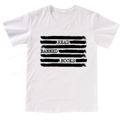 Pagewings Read Banned Books Bookworm Librarian T-Shirt V-neck T-shirt
