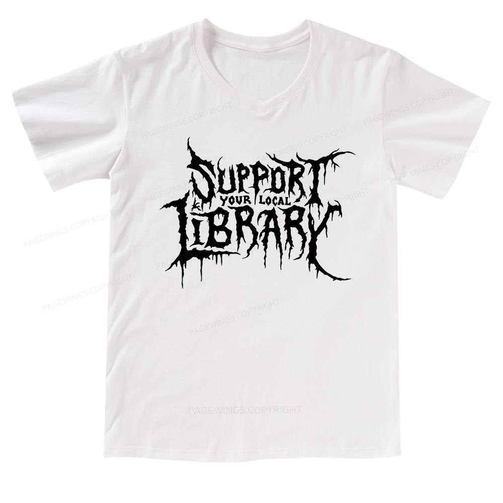 Pagewings Support Your Local Library V-neck T-shirt
