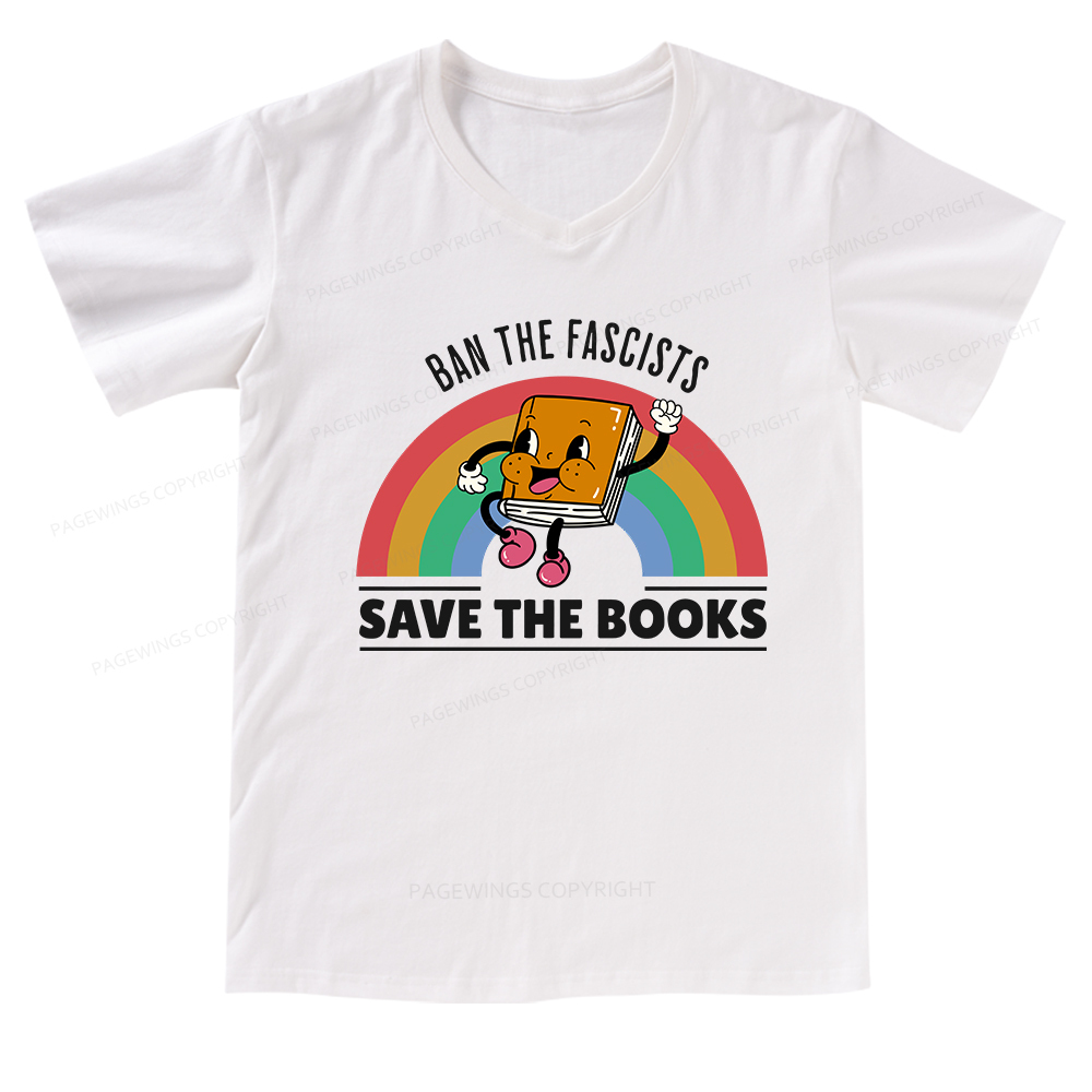 Pagewings Ban The Fascists Save The Books Shirt V-neck T-shirt