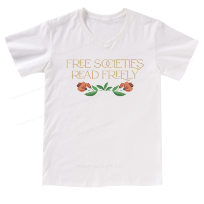 Pagewings Free Societies Read Freely V-neck T-shirt