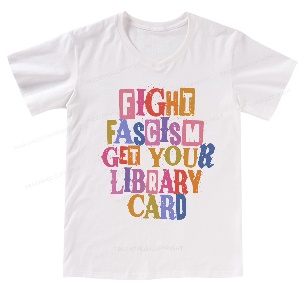 Pagewings Get Your Library Card V-neck T-shirt