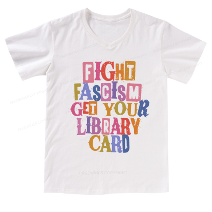 Pagewings Get Your Library Card V-neck T-shirt
