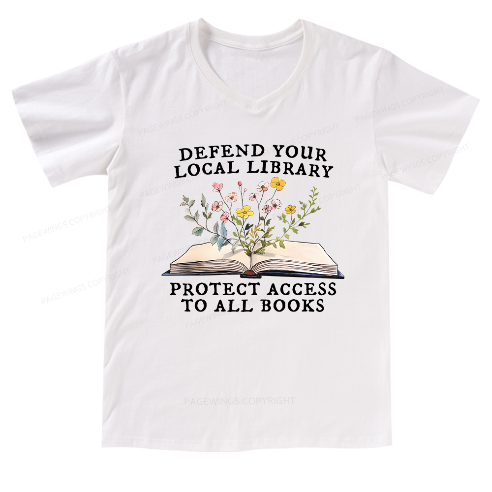 Pagewings Books Save Lives Protect Libraries V-neck T-shirt