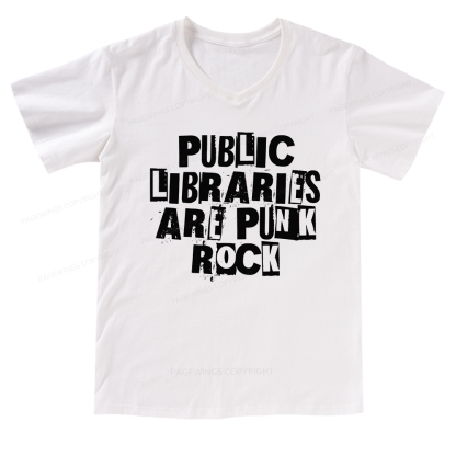 Pagewings Public Libraries Are Punk Rock V-neck T-shirt