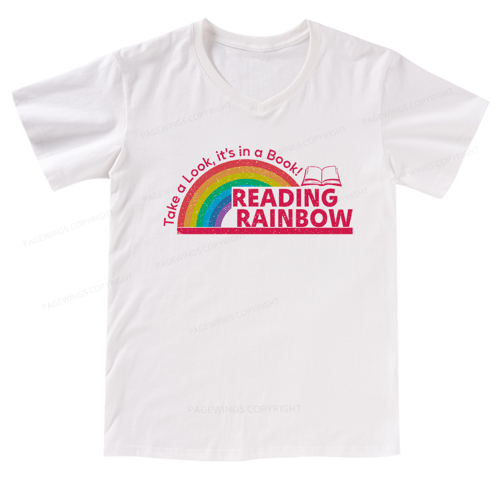 Pagewings Reading Rainbow V-neck T-shirt