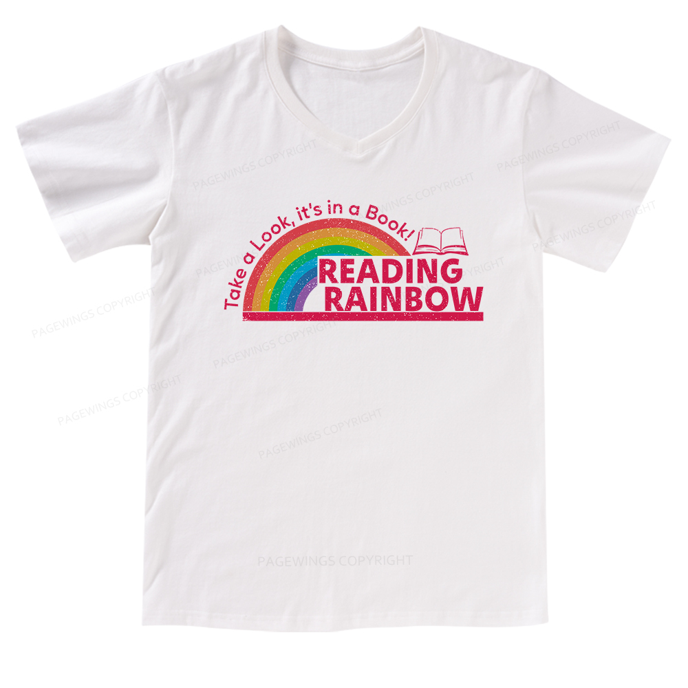 Pagewings Reading Rainbow V-neck T-shirt