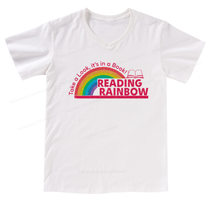 Pagewings Reading Rainbow V-neck T-shirt