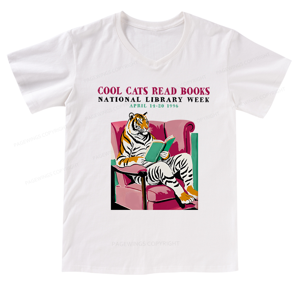 Pagewings Library Week Poster 1996 V-neck T-shirt