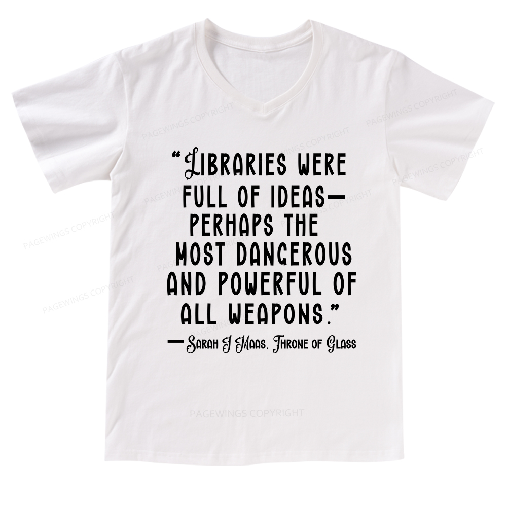 Pagewings Libraries Were Full Of Ideas V-neck T-shirt