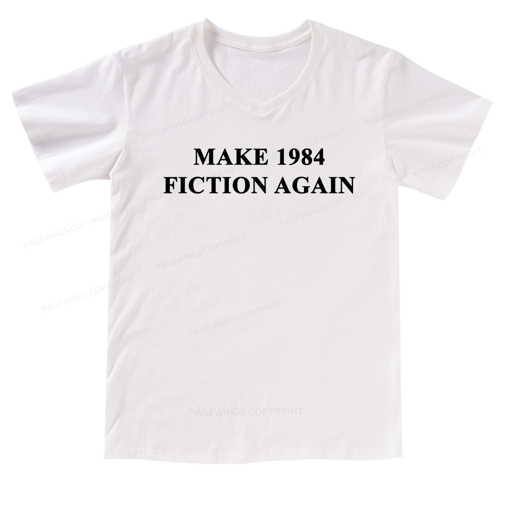 Pagewings Make 1984  Fiction Again V-neck T-shirt
