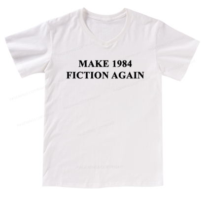 Pagewings Make 1984  Fiction Again V-neck T-shirt
