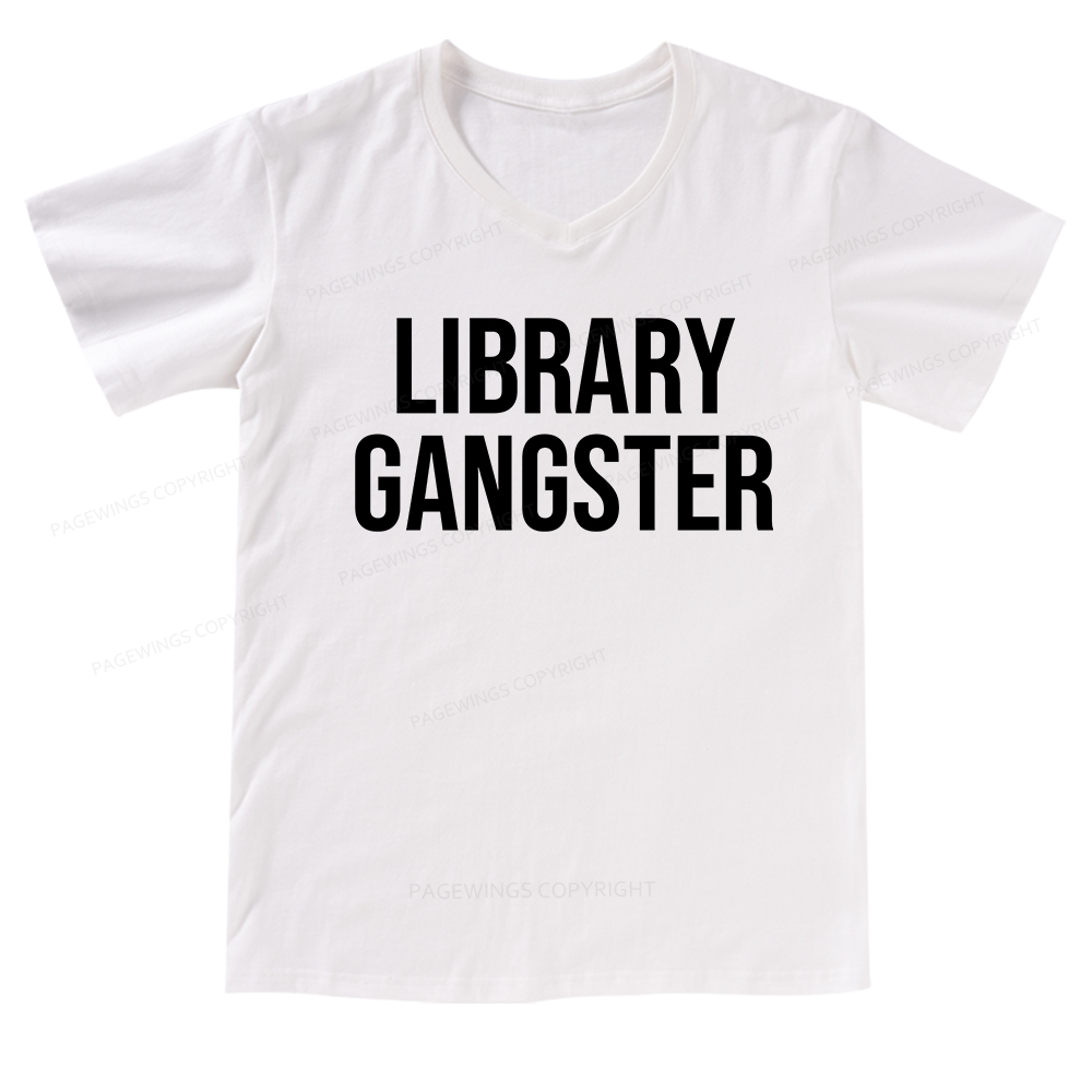 Pagewings Library Gangster V-neck T-shirt